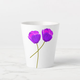 Paarse papaverbloemen latte mok