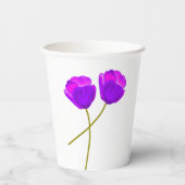 Paarse papaverbloemen papieren bekers (Achterkant)