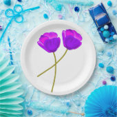 Paarse papaverbloemen papieren bordje (Feest)