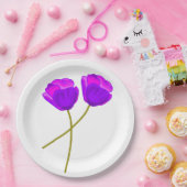 Paarse papaverbloemen papieren bordje (Feest)