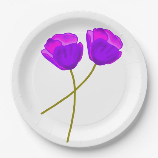 Paarse papaverbloemen papieren bordje (Voorkant)