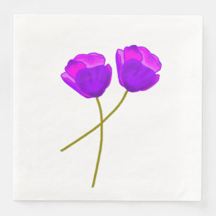 Paarse papaverbloemen servet