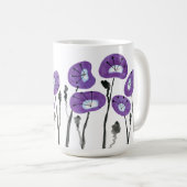 Paarse papavers Waterverf bloemen en thee Koffiemok (Voorkant rechts)
