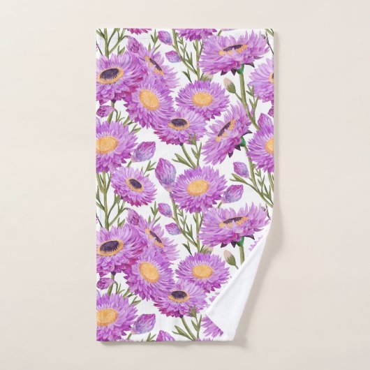 Paarse Papier Daisies Bloemen Bad Handdoek (Handdoek)