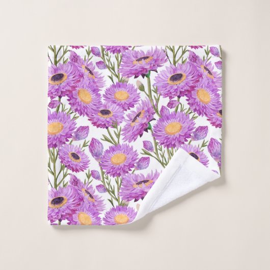 Paarse Papier Daisies Bloemen Bad Handdoek (Wasdoekje)