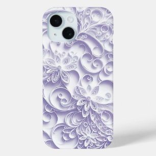 Paarse Papier Quilling Madeliefjes Ontwerp iPhone 15 Case