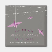 Paarse papieren kranen en sprookjeslichten bewaren magneet (Voorkant)