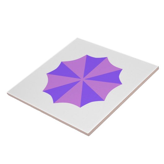 Paarse paraplu bovenzijde tegen witte achtergrond tegeltje (Zijkant)