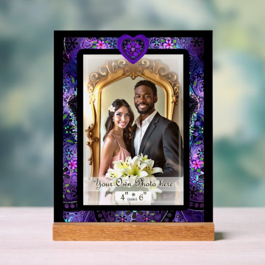 Paarse paraplu & harten .7 acryl bord (Neutraal)