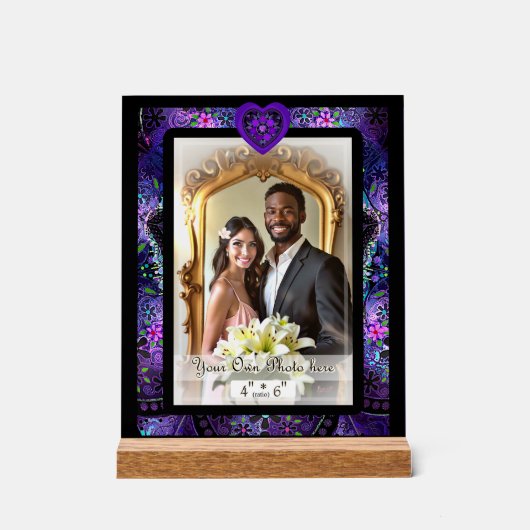 Paarse paraplu & harten .7 acryl bord (Voorkant)