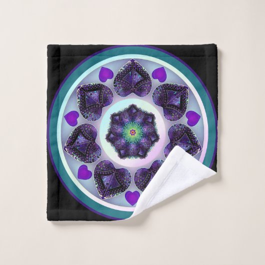 Paarse paraplu & harten .7 bad handdoek (Wasdoekje)