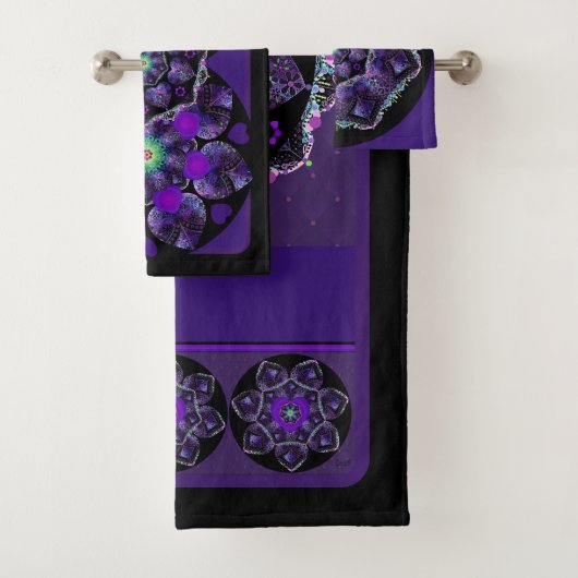 Paarse paraplu & harten .7 bad handdoek (Insitu)