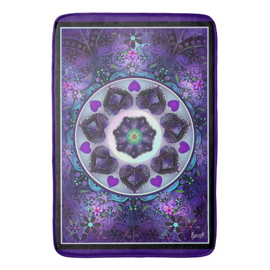 Paarse paraplu & harten .7 badmat (Voorkant Verticaal)