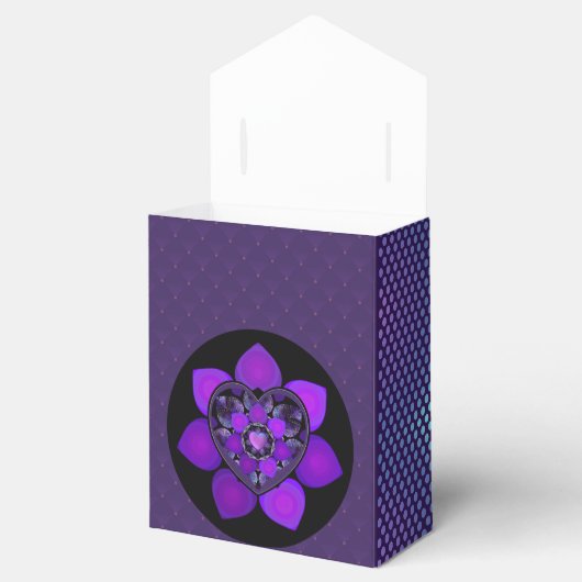 Paarse paraplu & harten.7 bedankdoosjes (Geopend)