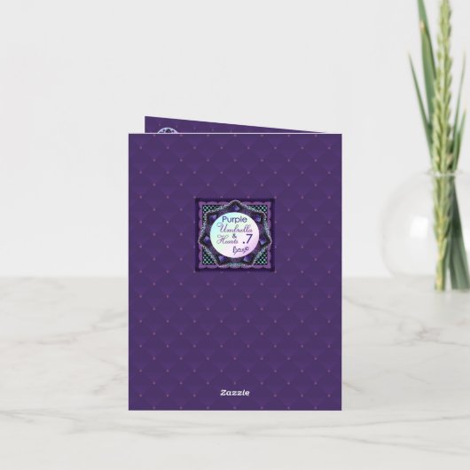Paarse paraplu & harten .7 bedankkaart (Achterkant)