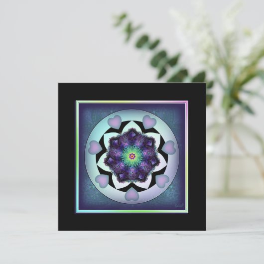 Paarse paraplu & harten .7 blanco kaart (Staand voorkant)