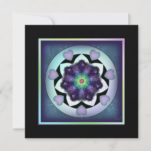 Paarse paraplu & harten .7 blanco kaart (Voorkant)