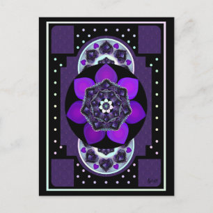 Paarse paraplu & harten .7 briefkaart