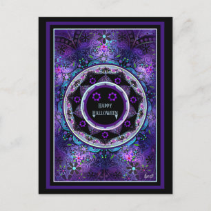 Paarse paraplu & harten.7 briefkaart