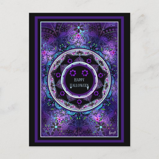 Paarse paraplu & harten.7 briefkaart (Voorkant)