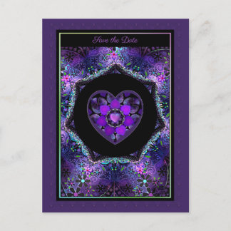 Paarse paraplu & harten .7 briefkaart