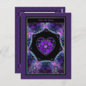 Paarse paraplu & harten .7 briefkaart (Voorkant / Achterkant)