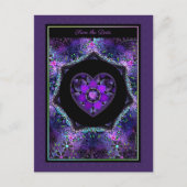 Paarse paraplu & harten .7 briefkaart (Voorkant)