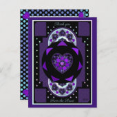 Paarse paraplu & harten .7 briefkaart (Voorkant / Achterkant)