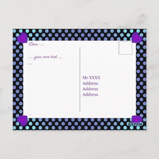 Paarse paraplu & harten .7 briefkaart (Achterkant)