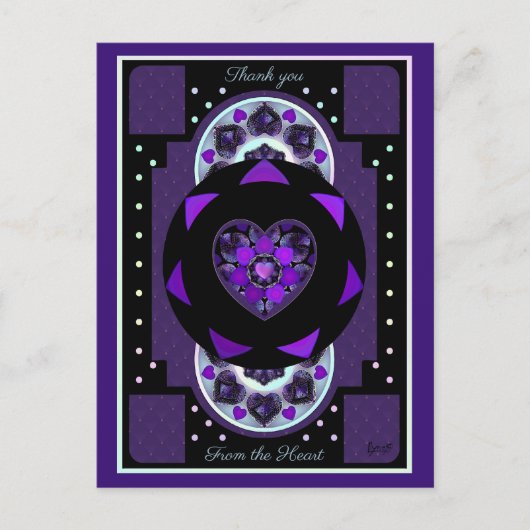 Paarse paraplu & harten .7 briefkaart (Voorkant)