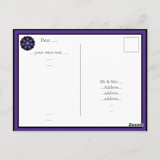 Paarse paraplu & harten.7 briefkaart (Achterkant)