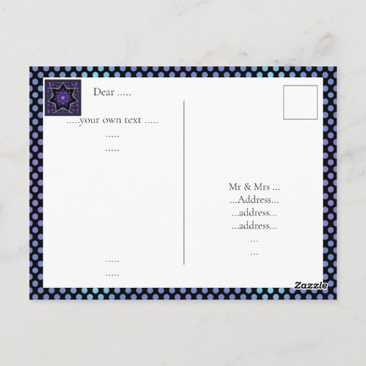 Paarse paraplu & harten.7 briefkaart (Achterkant)