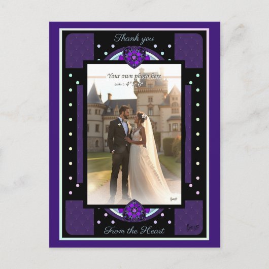 Paarse paraplu & harten .7 briefkaart (Voorkant)