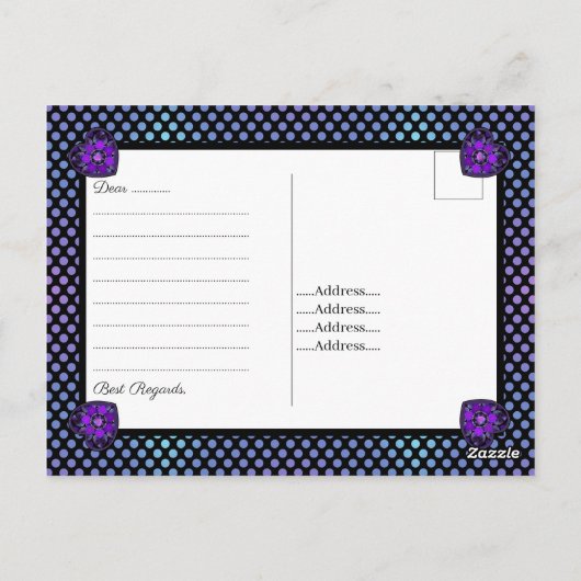 Paarse paraplu & harten .7 briefkaart (Achterkant)