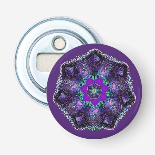 Paarse paraplu & harten .7 button flesopener (Voorkant)