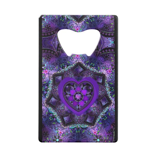 Paarse paraplu & harten .7 creditkaart flessenopener (Voorkant)