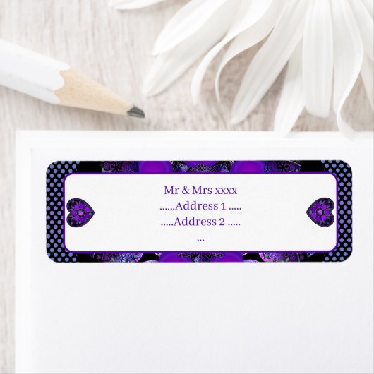 Paarse paraplu & harten .7 etiket (Insitu)