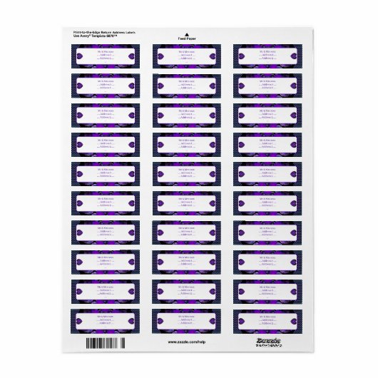 Paarse paraplu & harten .7 etiket (Full Sheet)