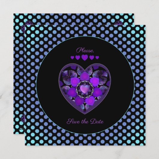 Paarse paraplu & harten .7 feestdagenkaart (Voorkant / Achterkant)