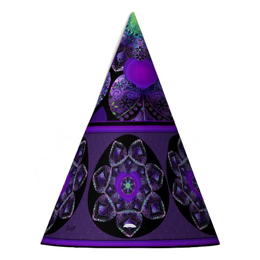 Paarse paraplu & harten .7 feesthoedjes (Links)