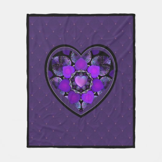Paarse paraplu & harten .7 fleece deken (Voorkant)