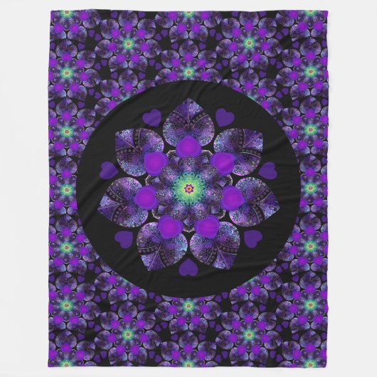 Paarse paraplu & harten .7 fleece deken (Voorkant)