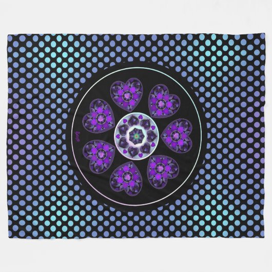 Paarse paraplu & harten .7 fleece deken (Voorkant (Horizontaal))