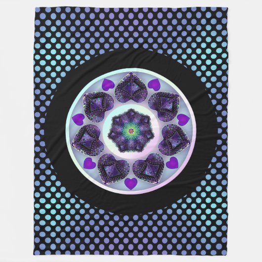 Paarse paraplu & harten .7 fleece deken (Voorkant)