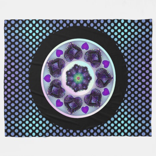 Paarse paraplu & harten .7 fleece deken (Voorkant (Horizontaal))