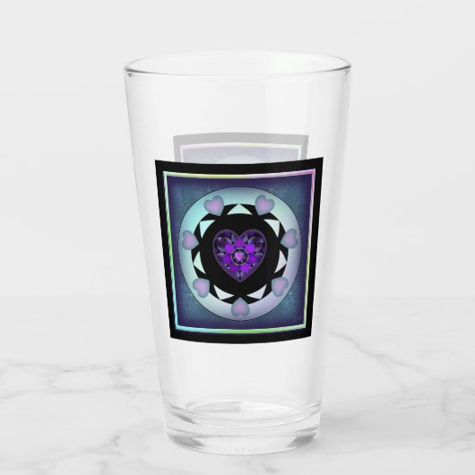 Paarse paraplu & harten .7 glas (Achterkant)