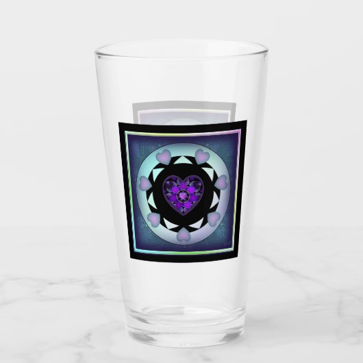 Paarse paraplu & harten .7 glas (Voorkant)