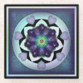 Paarse paraplu & harten .7 glazen onderzetter (Voorkant)