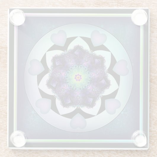 Paarse paraplu & harten .7 glazen onderzetter (Achterkant)