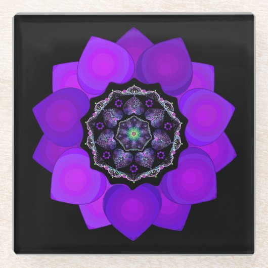 Paarse paraplu & harten .7 glazen onderzetter (Voorkant)